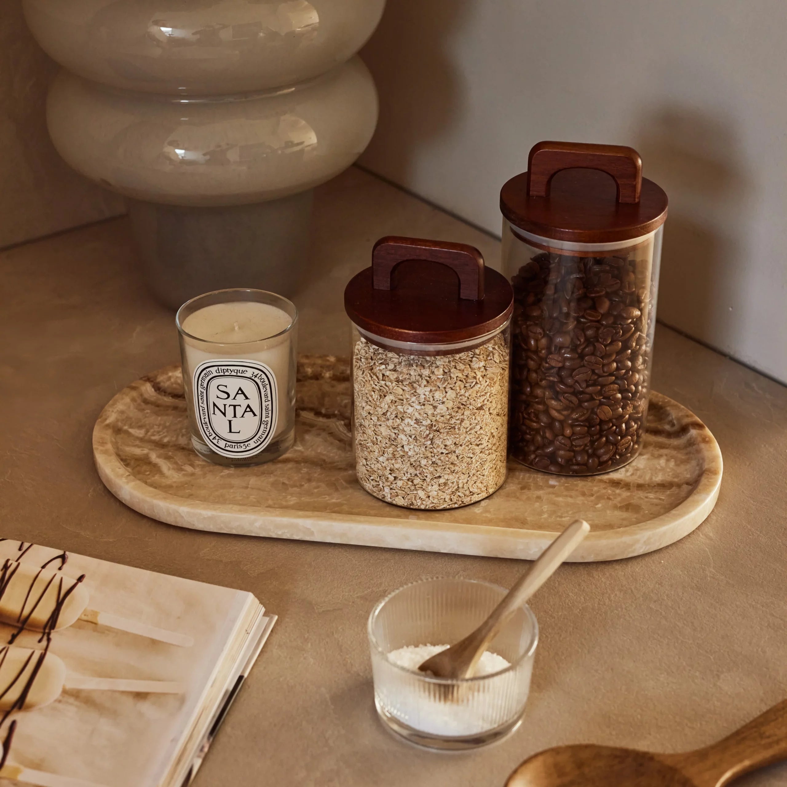 Marmer tray ovaal 40x20cm sandal onyx