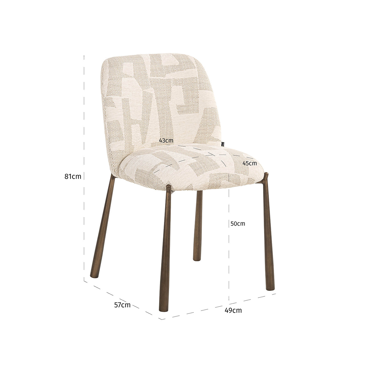 Eetkamerstoelen Lana beige graffic set van 2