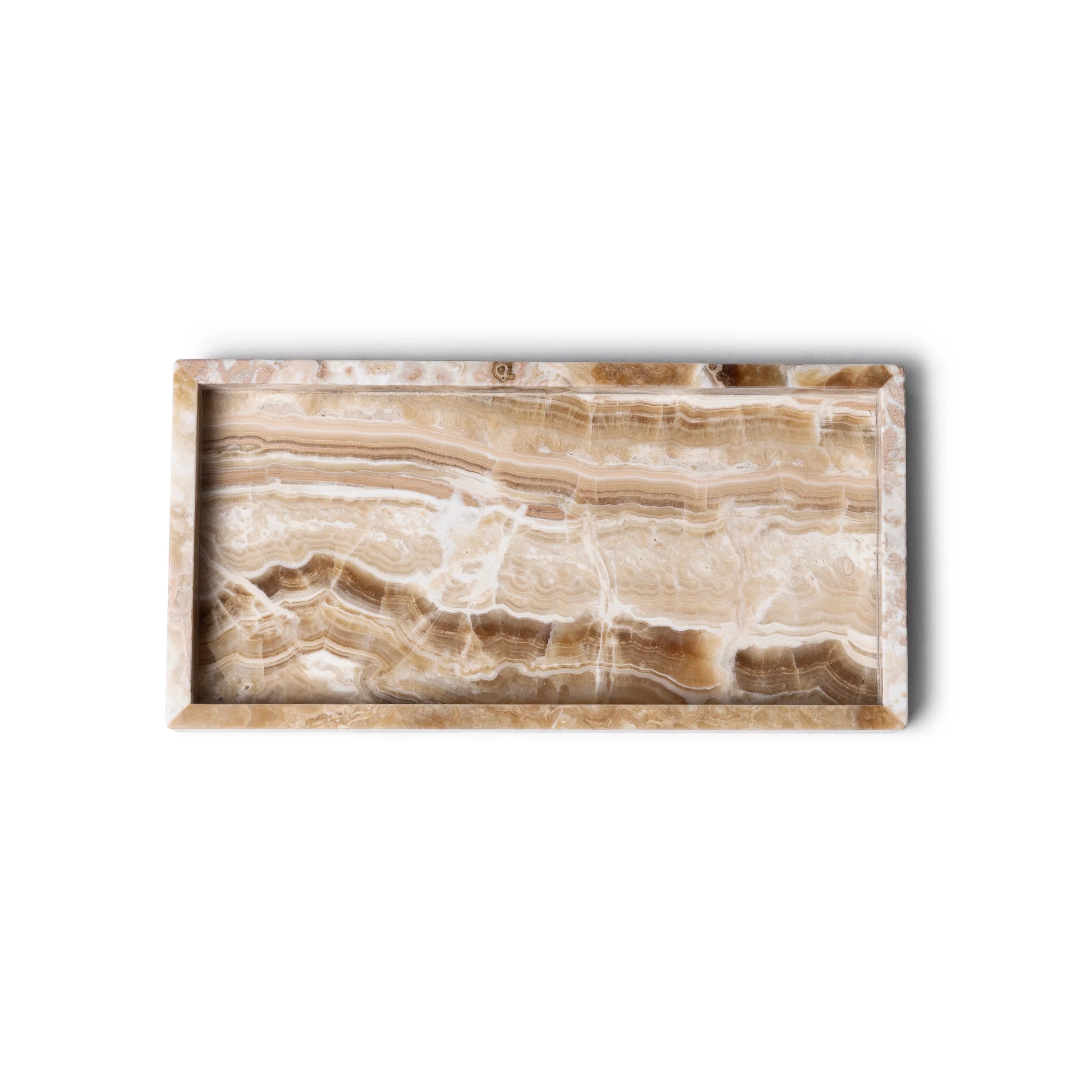 Marmer dienblad met rand 15x30cm sandal onyx