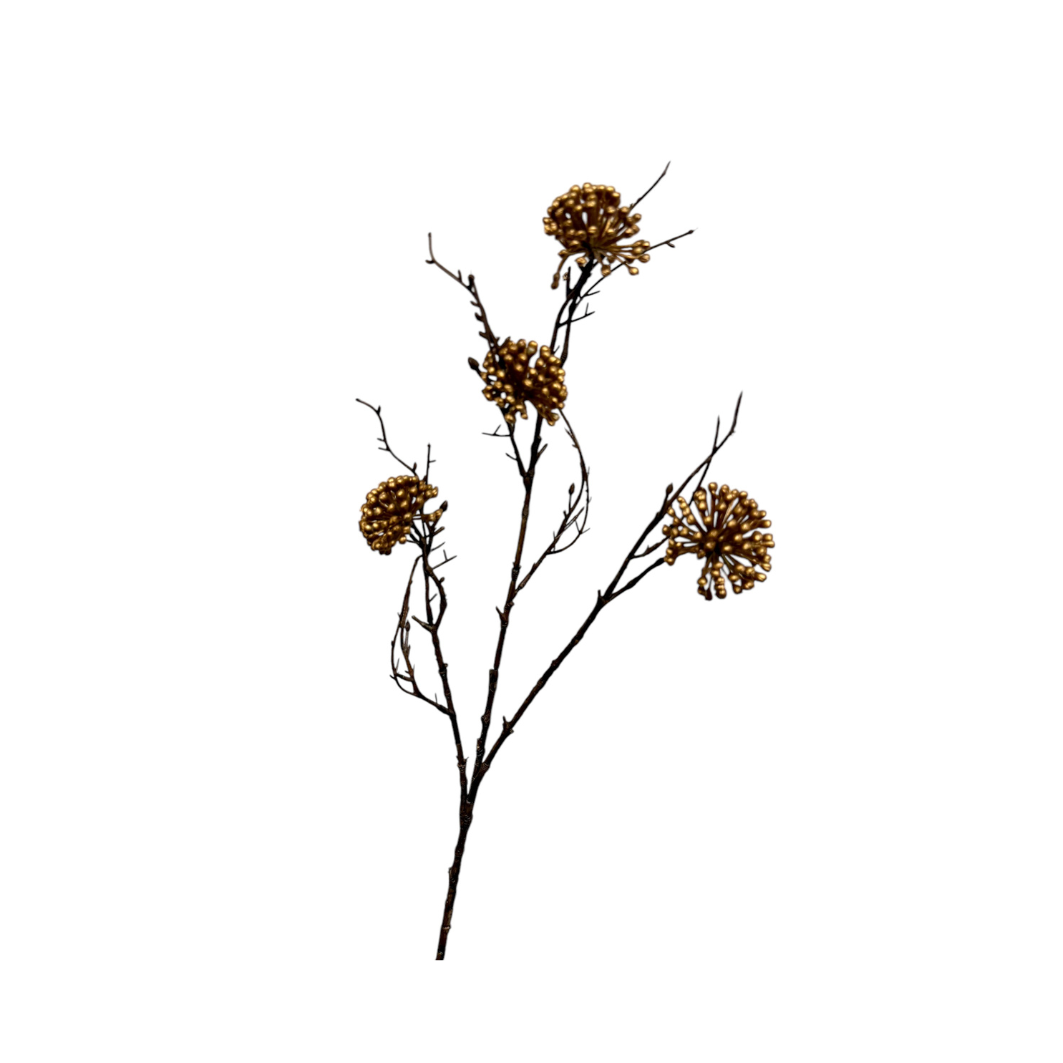 Kunsttak berry spray x 4 75 cm gold