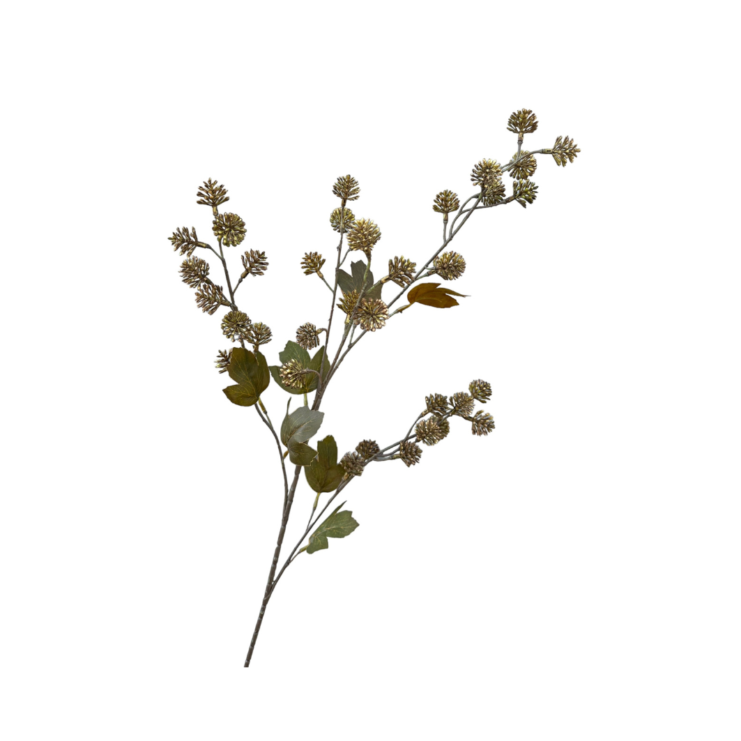 Kunsttak Pompom spray 95 cm bruin/goud