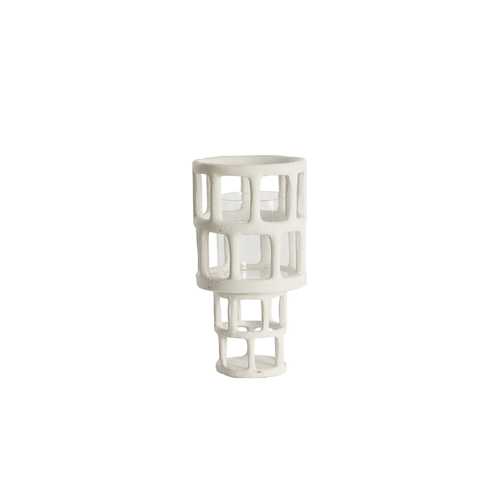 Windlicht Alimos Ø15,5x28,5 cm wit+glas