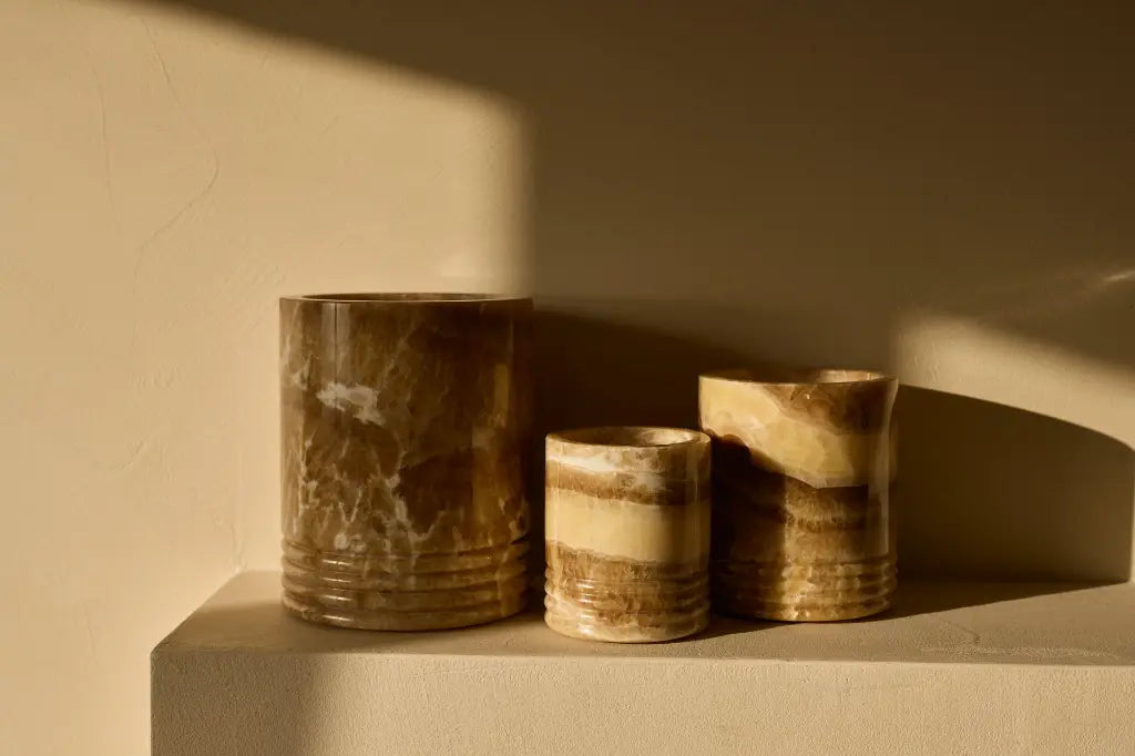 Waxinelichthouder Sandal onyx S Ø8x10cm