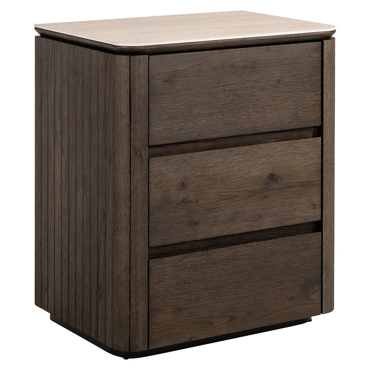Ritz 3-Drawer Bedside Table (Brown)