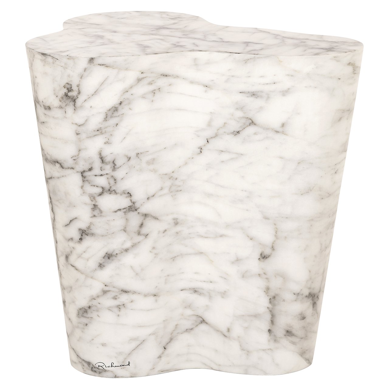 Side table Rockyard faux white marble indoor/outdoor (White)