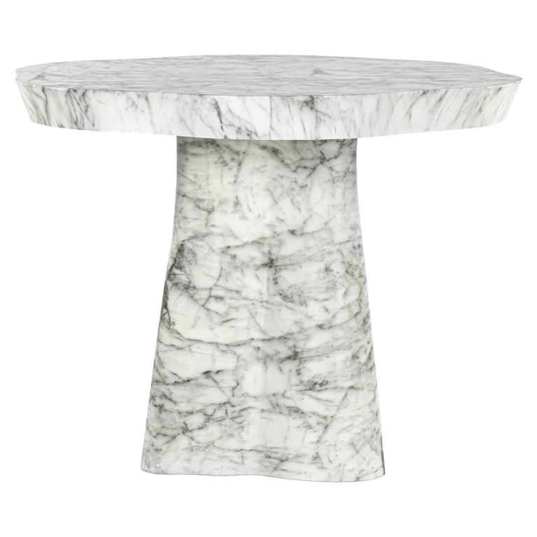 Dining table Rockyard 140Ø faux white marble indoor/outdoor (White)