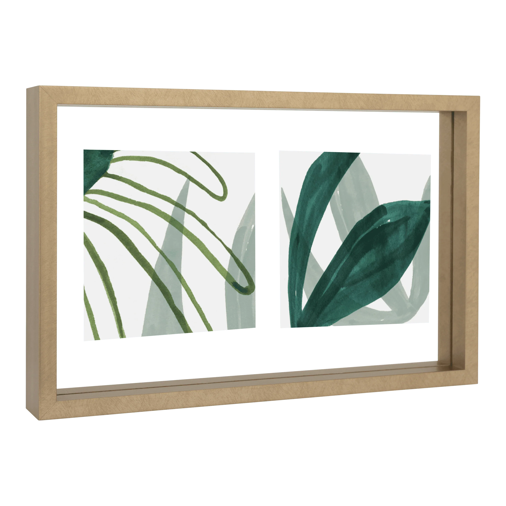 Floating Double Photo Frame, Gold