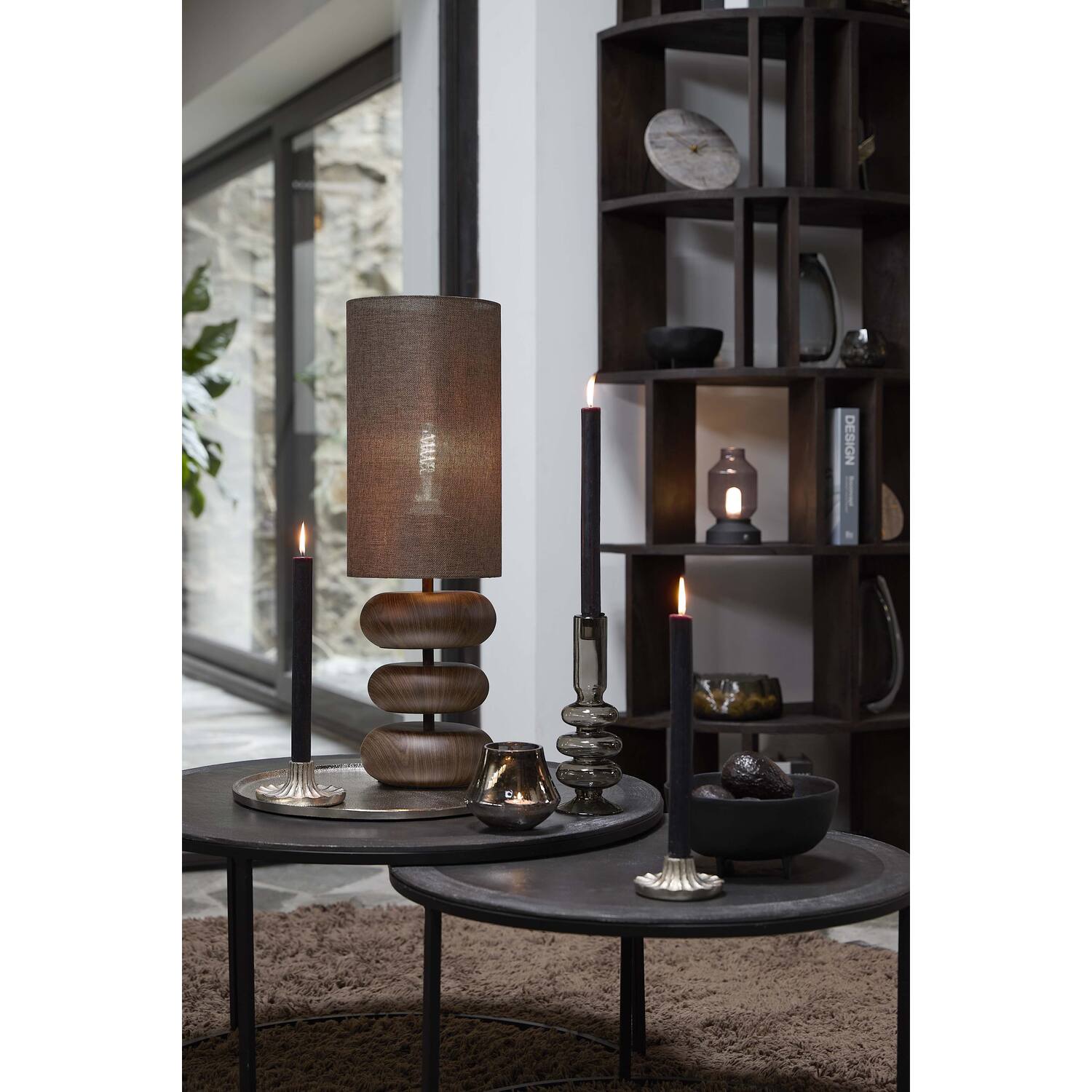 Tafellamp Danialo 22x67,5 cm bruin+hout