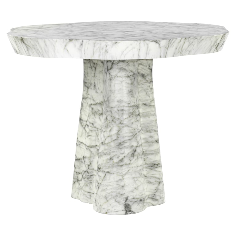 Dining table Rockyard 140Ø faux white marble indoor/outdoor (White)