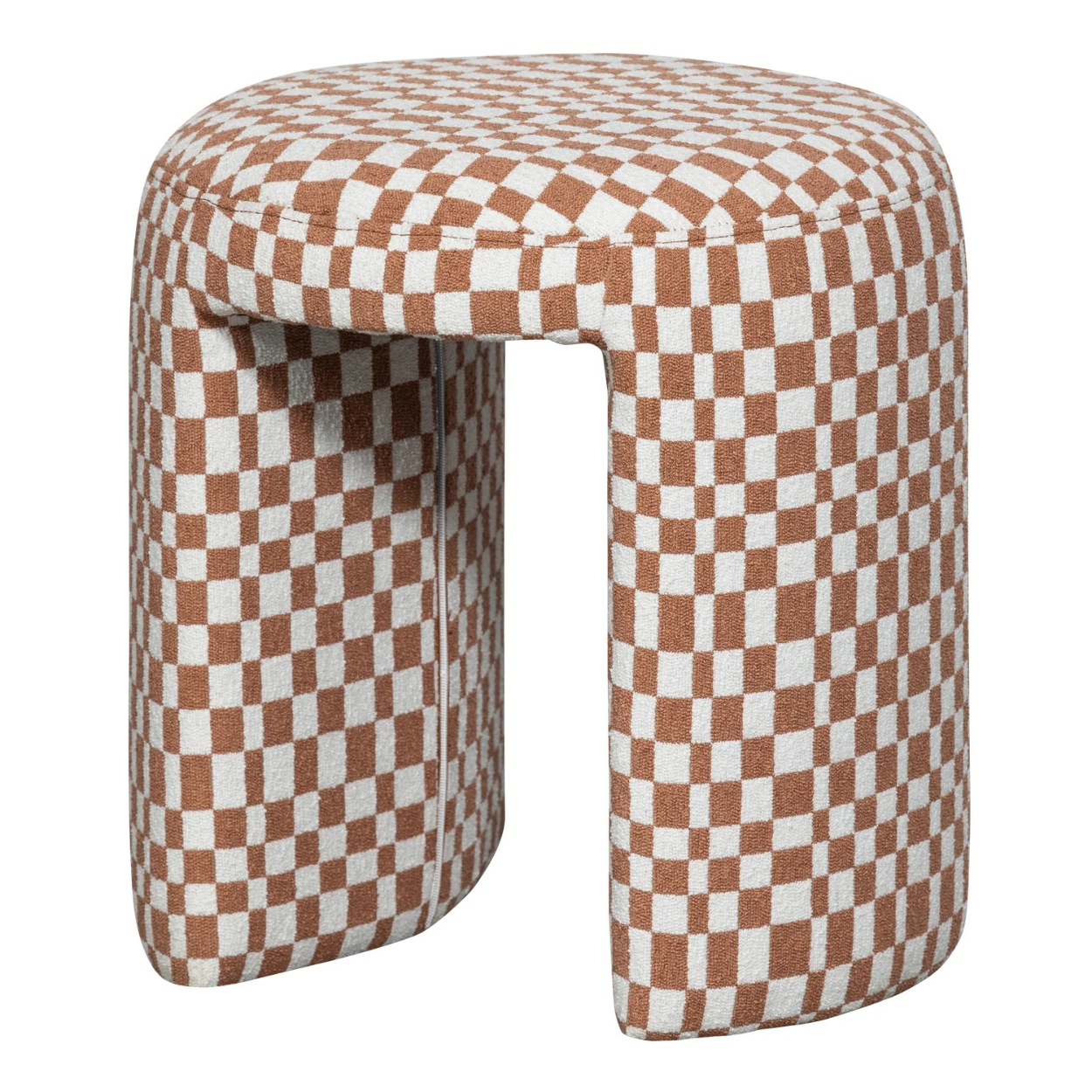 Charlie gestoffeerde kruk ruit dessin oranje