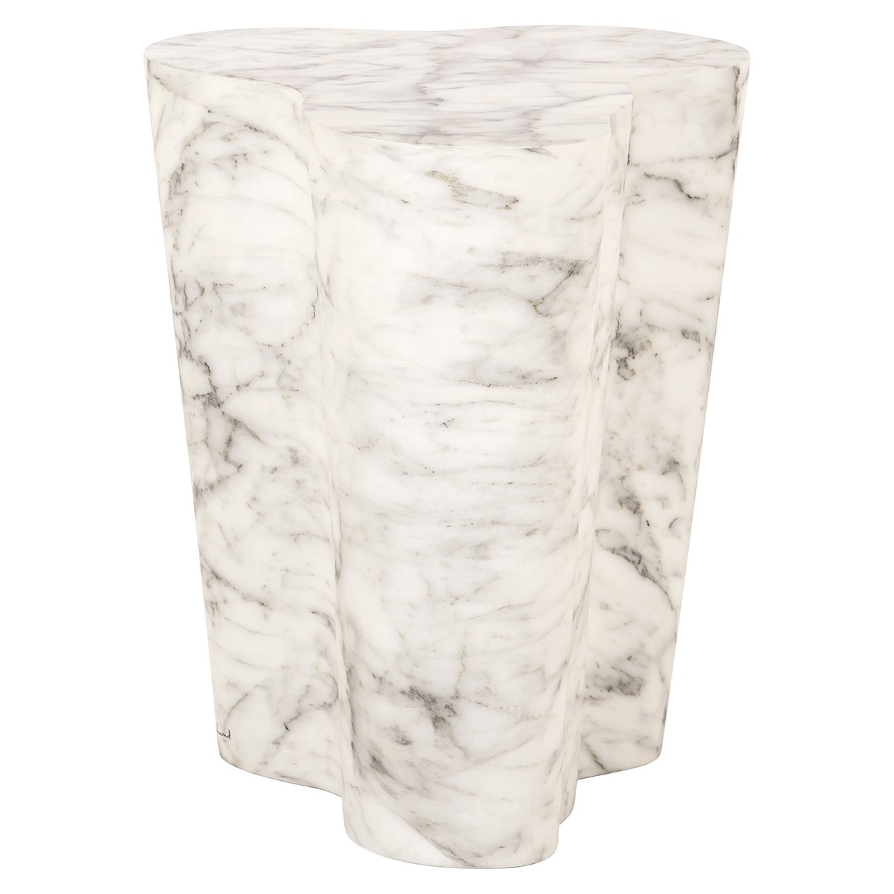 Side table Rockyard faux white marble indoor/outdoor (White)