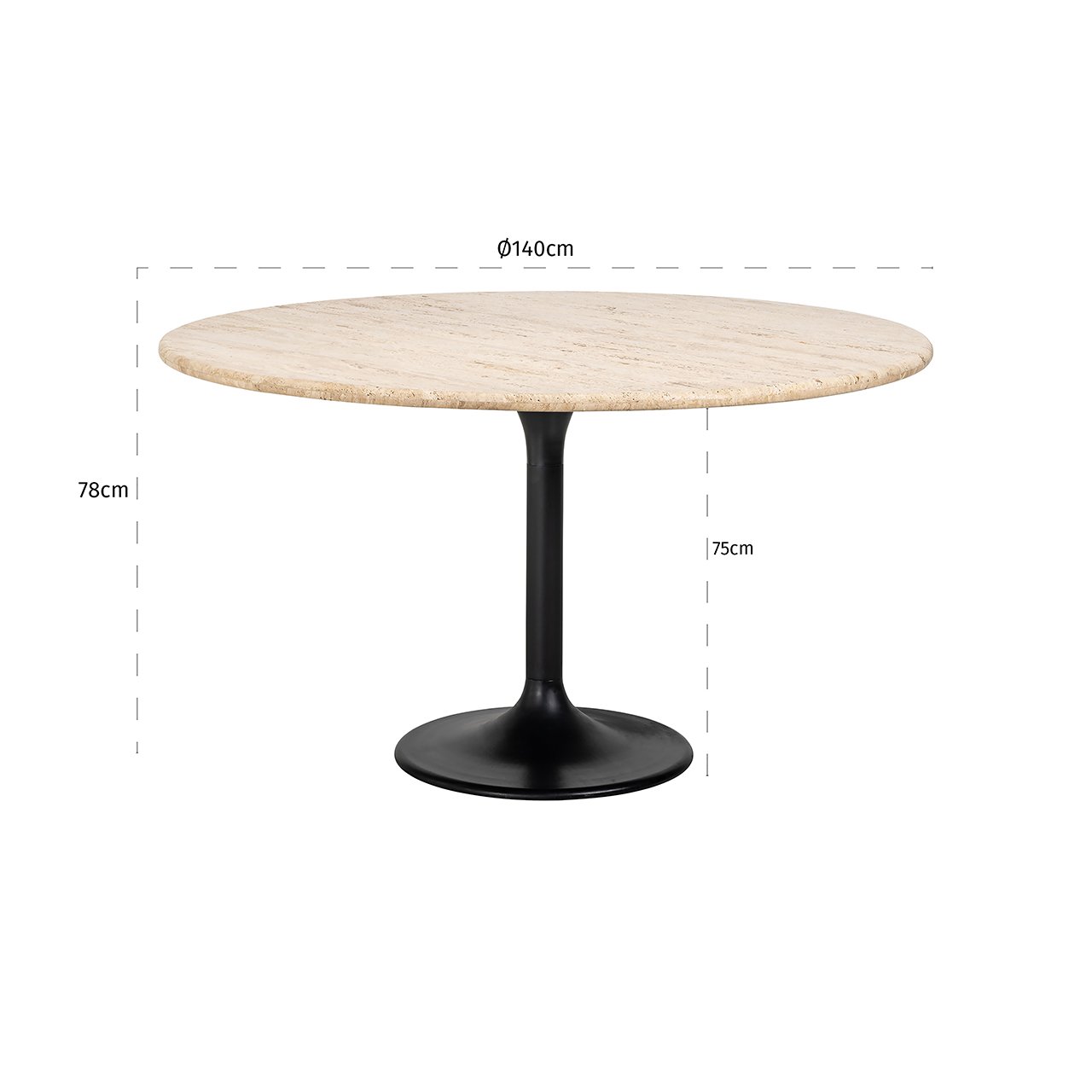 Dining table Hampton 140Ø Black