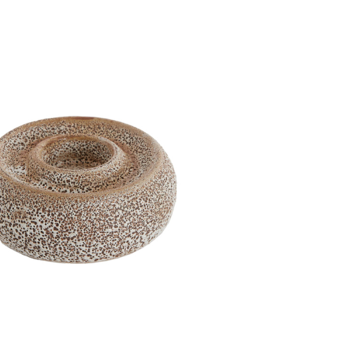 Waxinelicht Othoni Ø12,5x5 cm creme/zwart