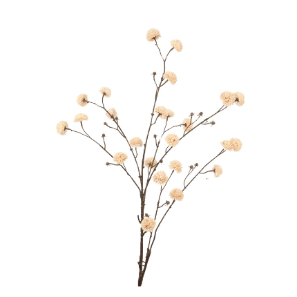 Artificial branch pompom spray L White
