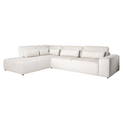 Sofa Lund 3-seater + ottoman left cream fusion (Fusion cream 02)