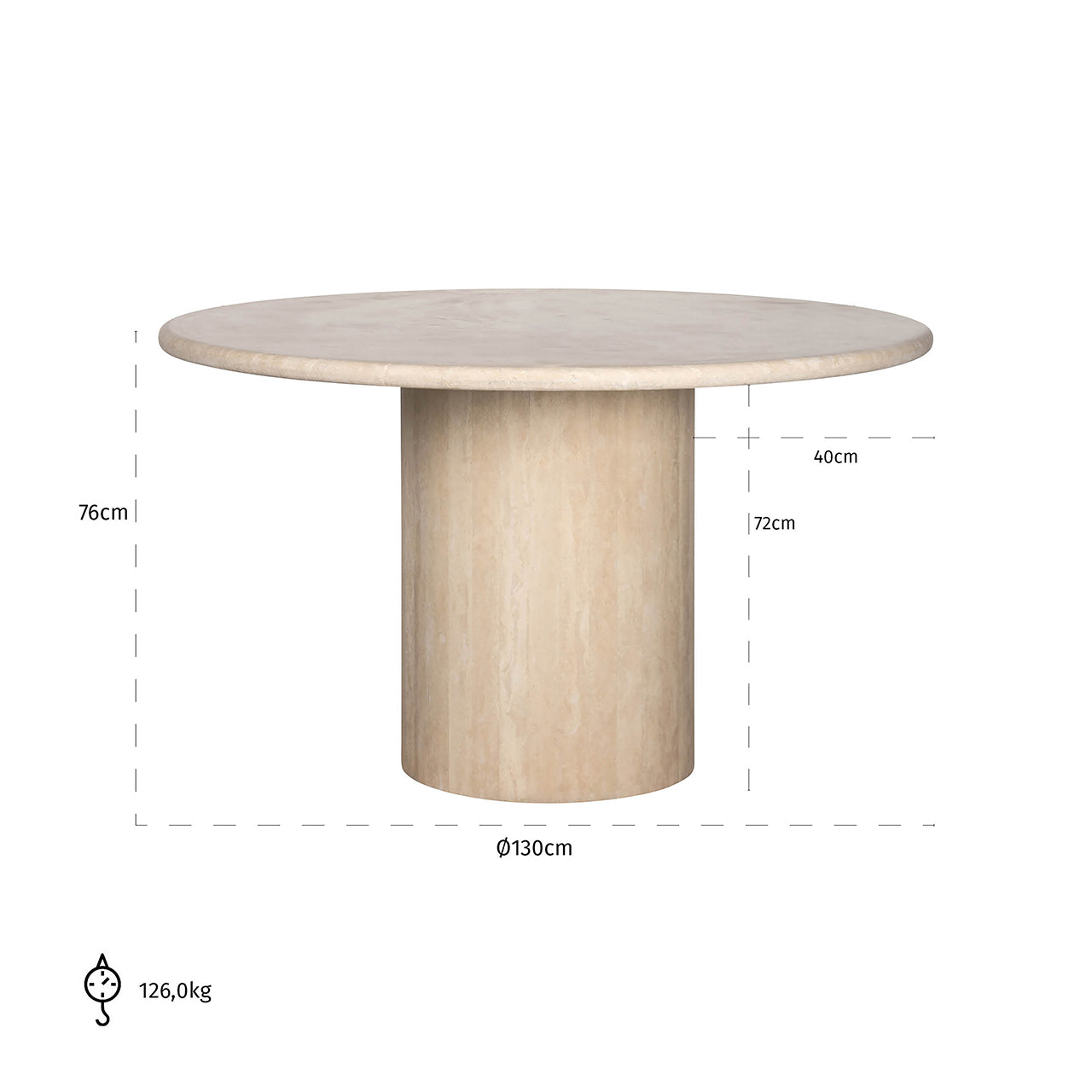 Round dining table Renaissance beige Travertine (Beige)