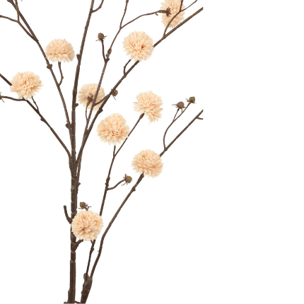 Artificial branch pompom spray L White