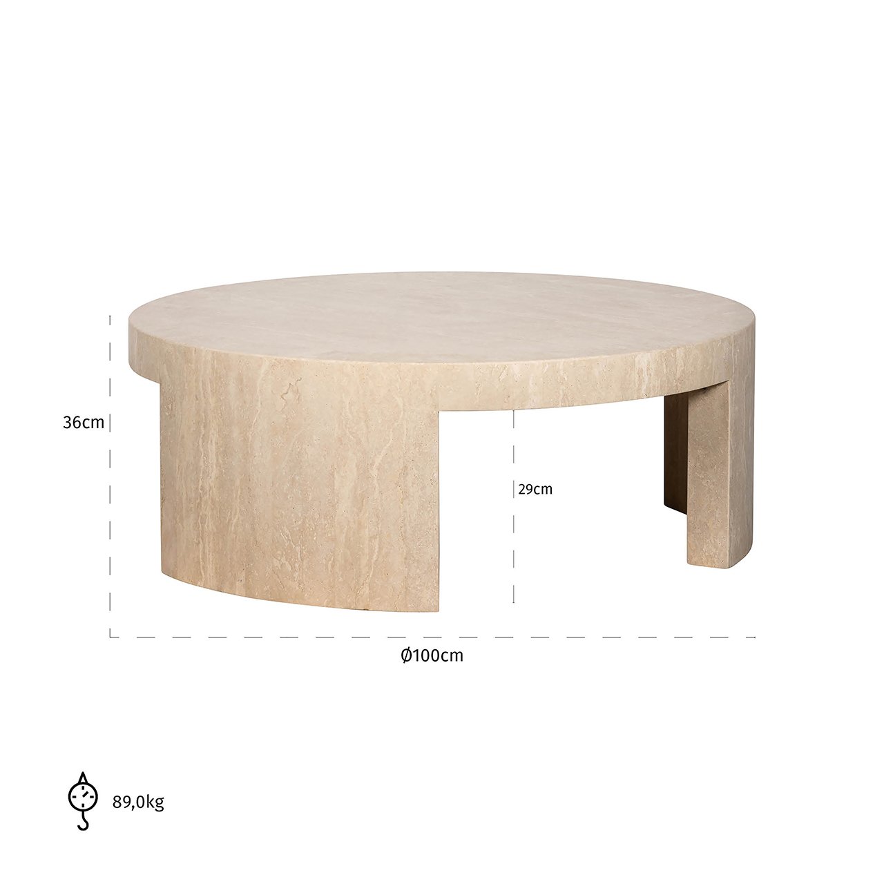 Salontafel rond Biltmore Italian beige Travertine