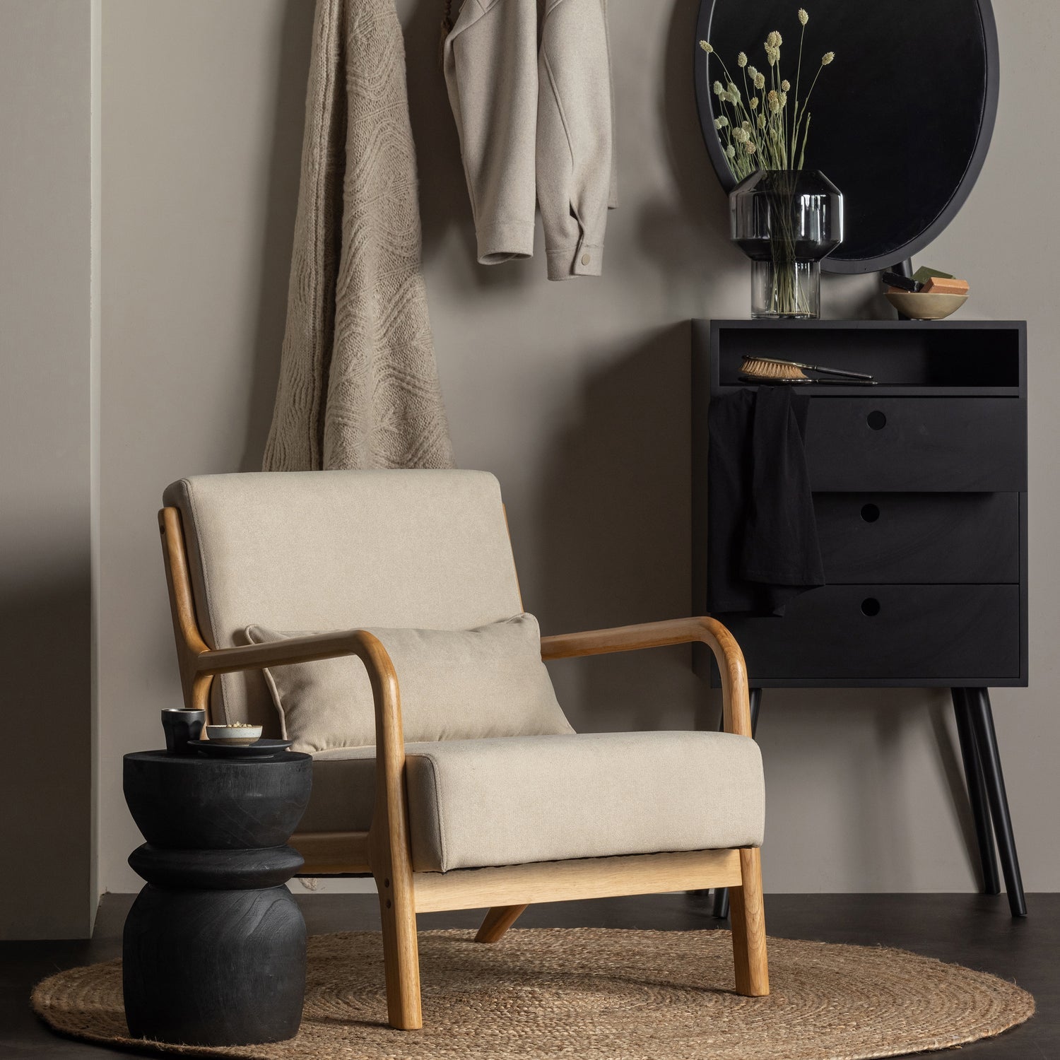 Mark fauteuil geweven stof naturel