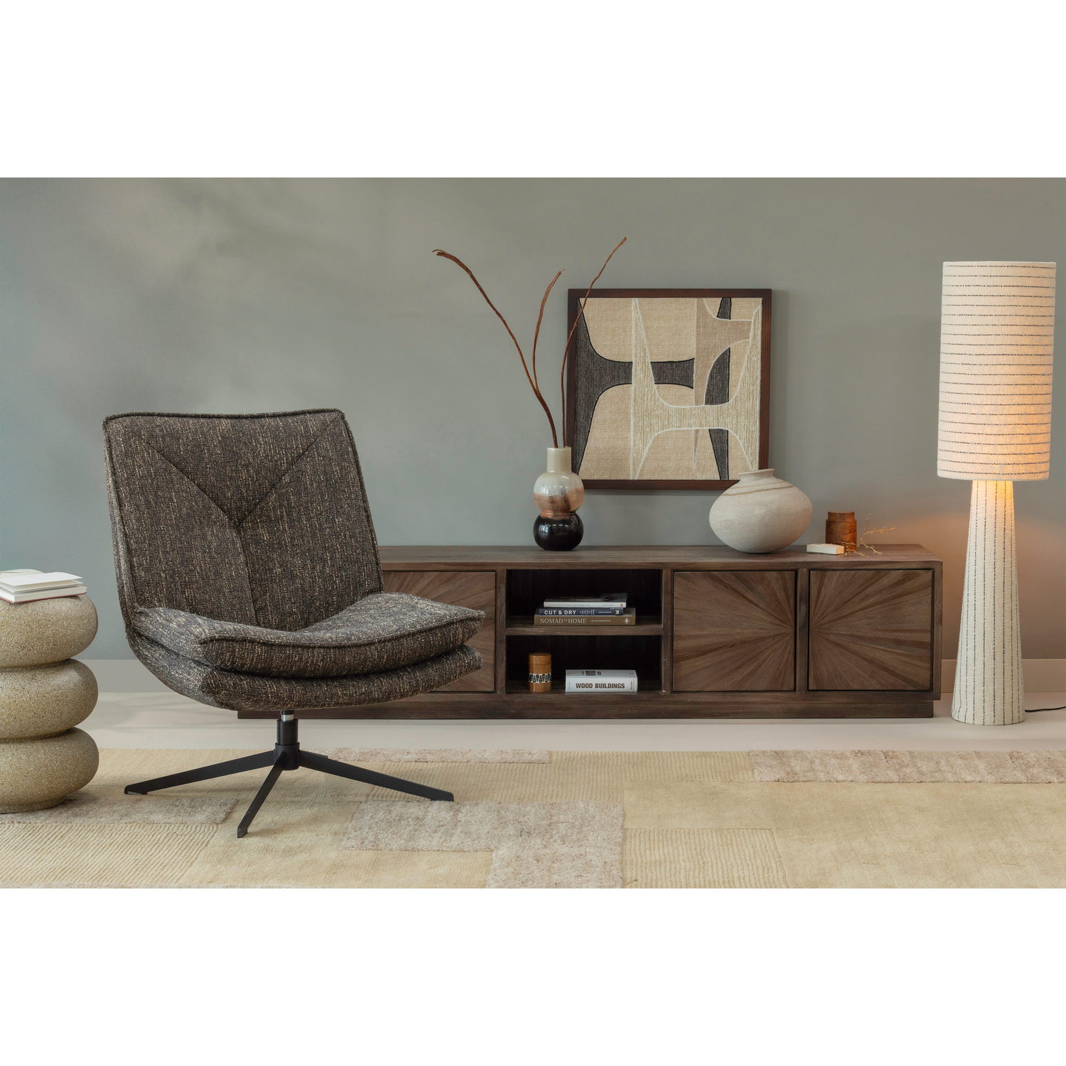 LAUREL SIDE TABLE WITH SPLITTER BEIGE