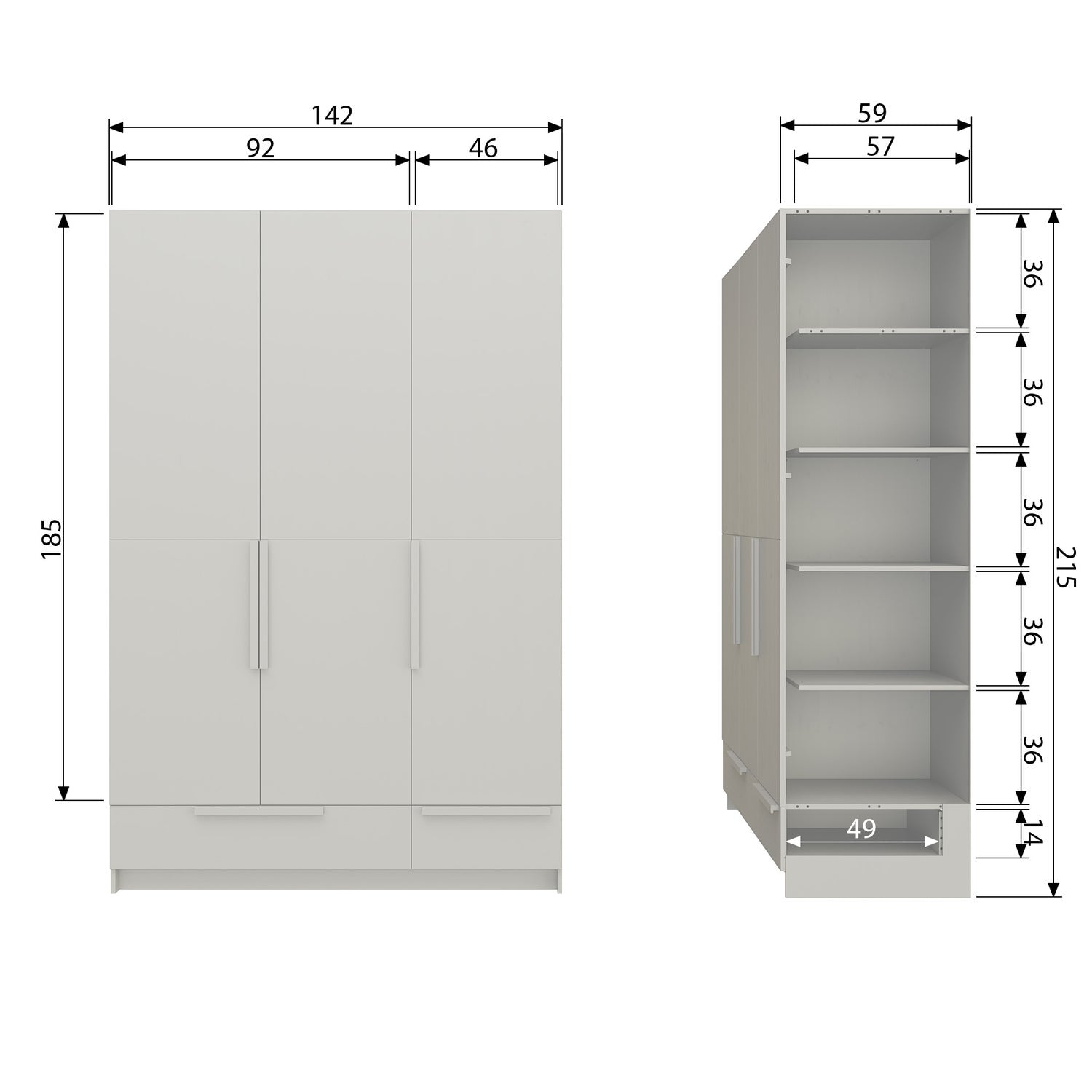 Pure wall/shelf unit - 3 doors