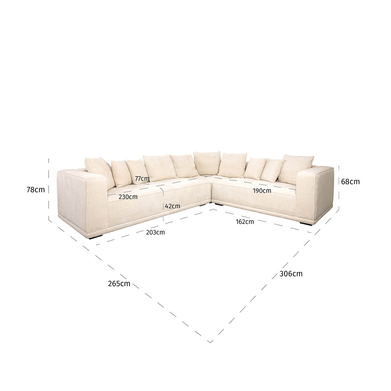 Hoekbank Lusso beige chenille