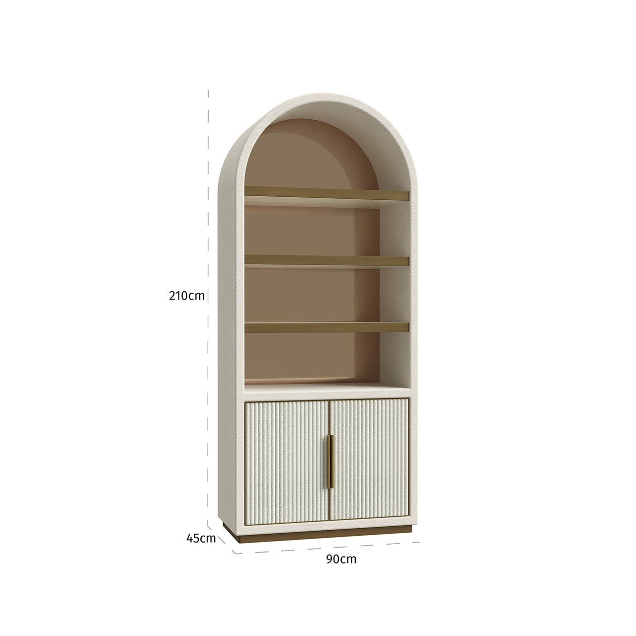 Tivoli wall cabinet with curved top, 2 doors, 3 shelves (White)