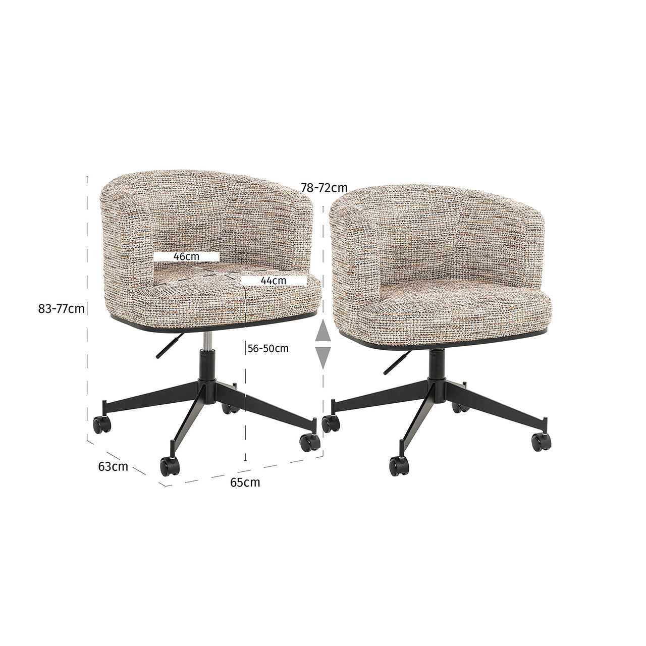 Draaistoel  Rochenne met wielen trendy nature (Be Trendy 01 Nature)