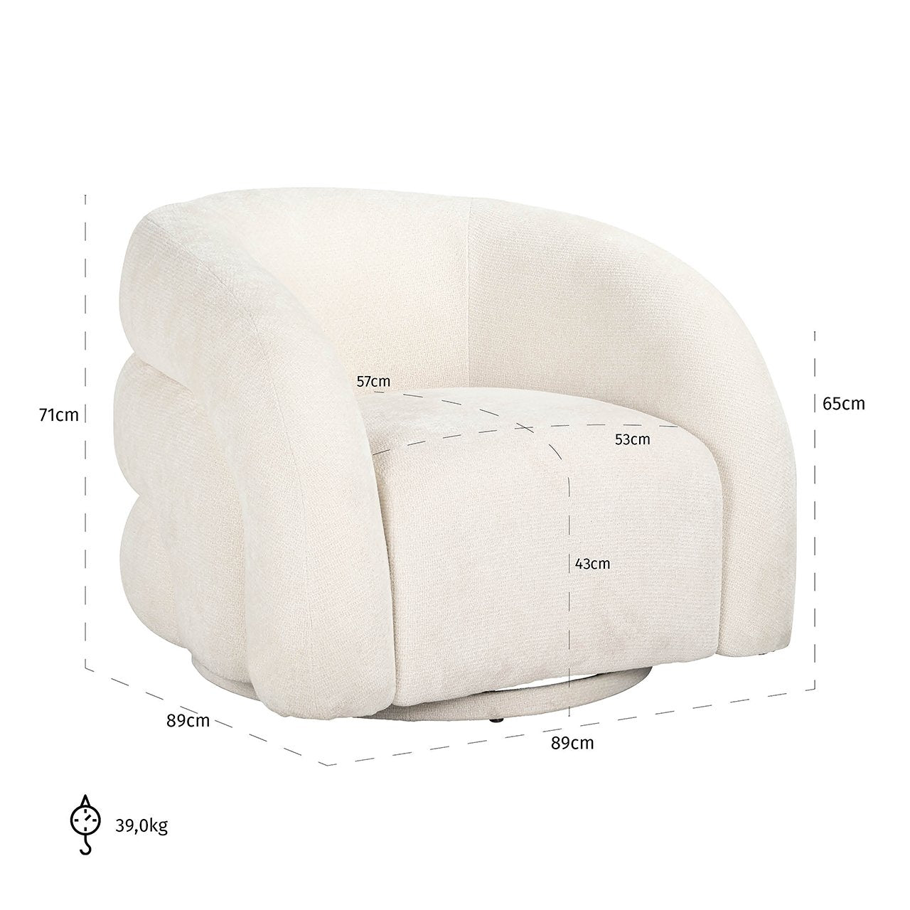 Swivel armchair Arcus unicorn white (Unicorn 02 white)