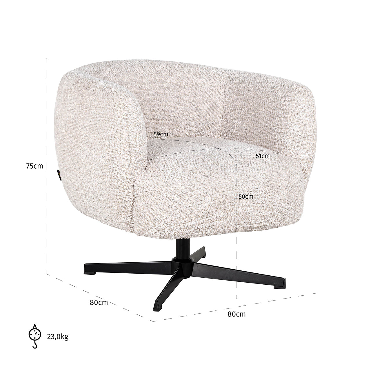 Swivel armchair Estelle Lovely Cream (Be Lovely 11 Cream)