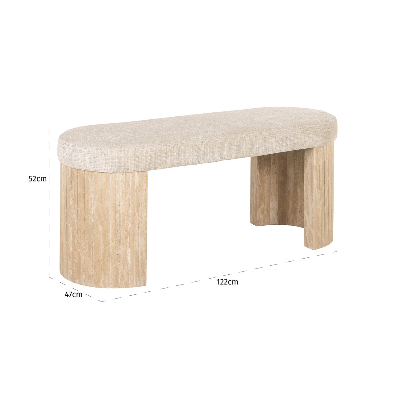 Bank Gallice naturel beige travertin