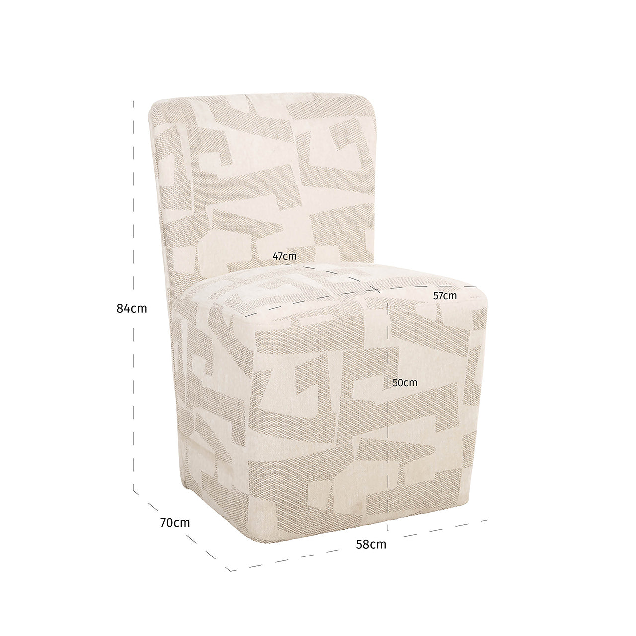 Eetkamerstoel Lorain met wieltjes beige graffic