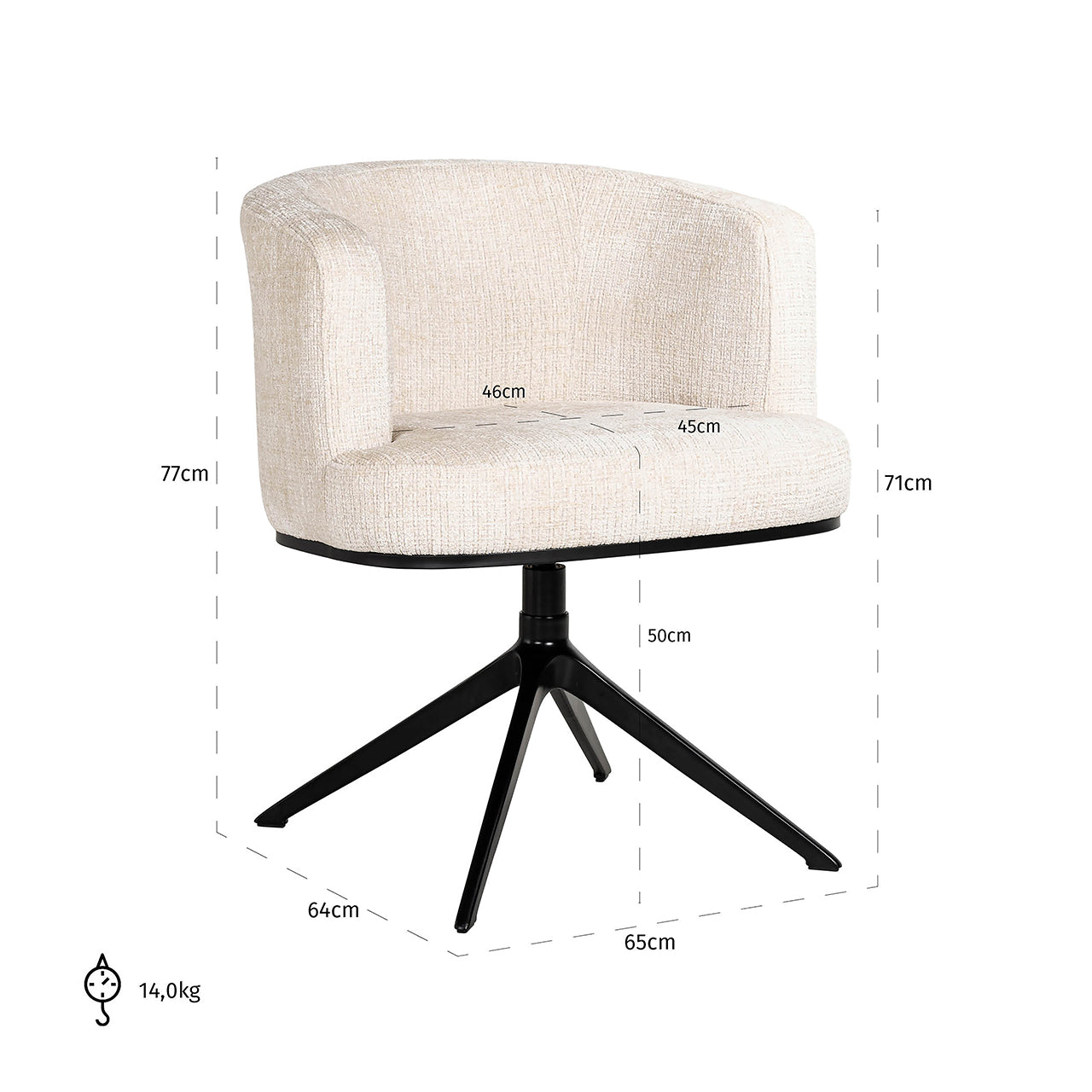 Stoel Cheyenne beige chenille