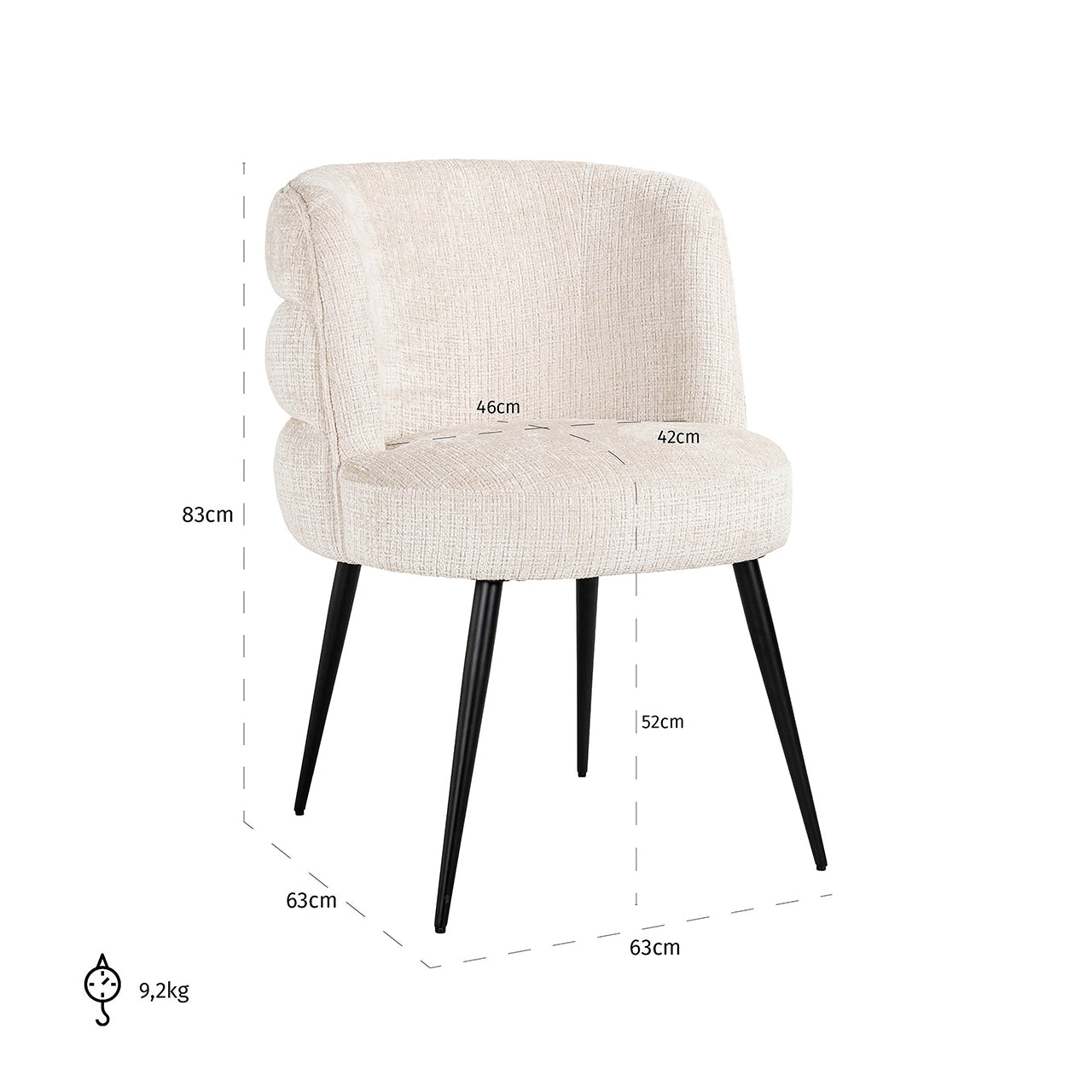 Eetkamerstoel Stella beige chenille fire retardant (Niagara 902 beige Chenille)