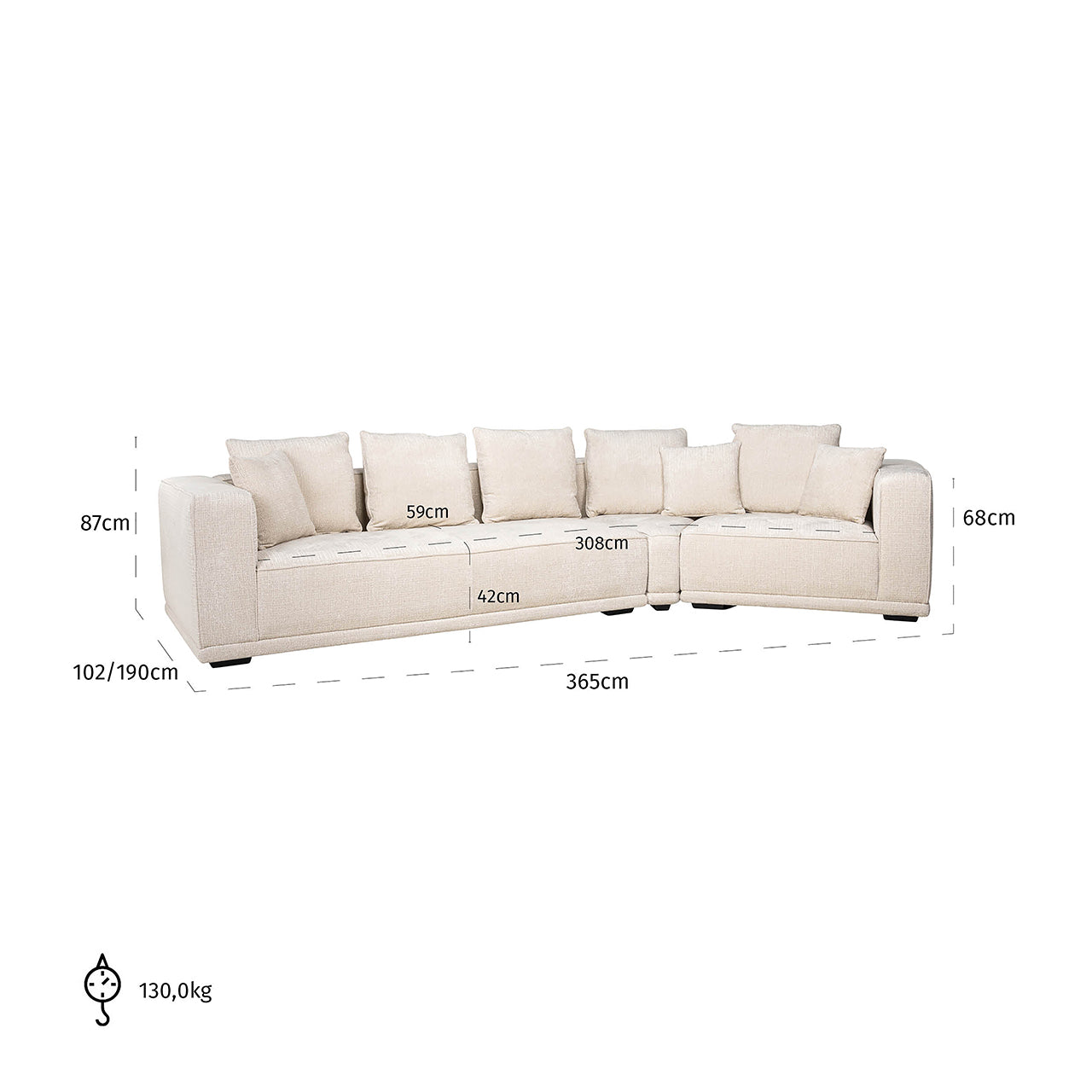 Sofa Lusso 4-seater beige chenille (Niagara 902 beige Chenille)