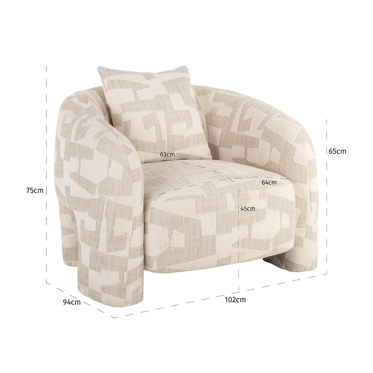 Lounge armchair Tuscany beige graffic (Beige graffic)