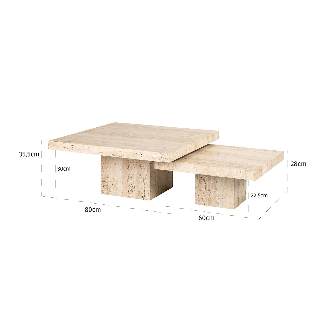 Salontafel La Cantera vierkant set van 2 Beige