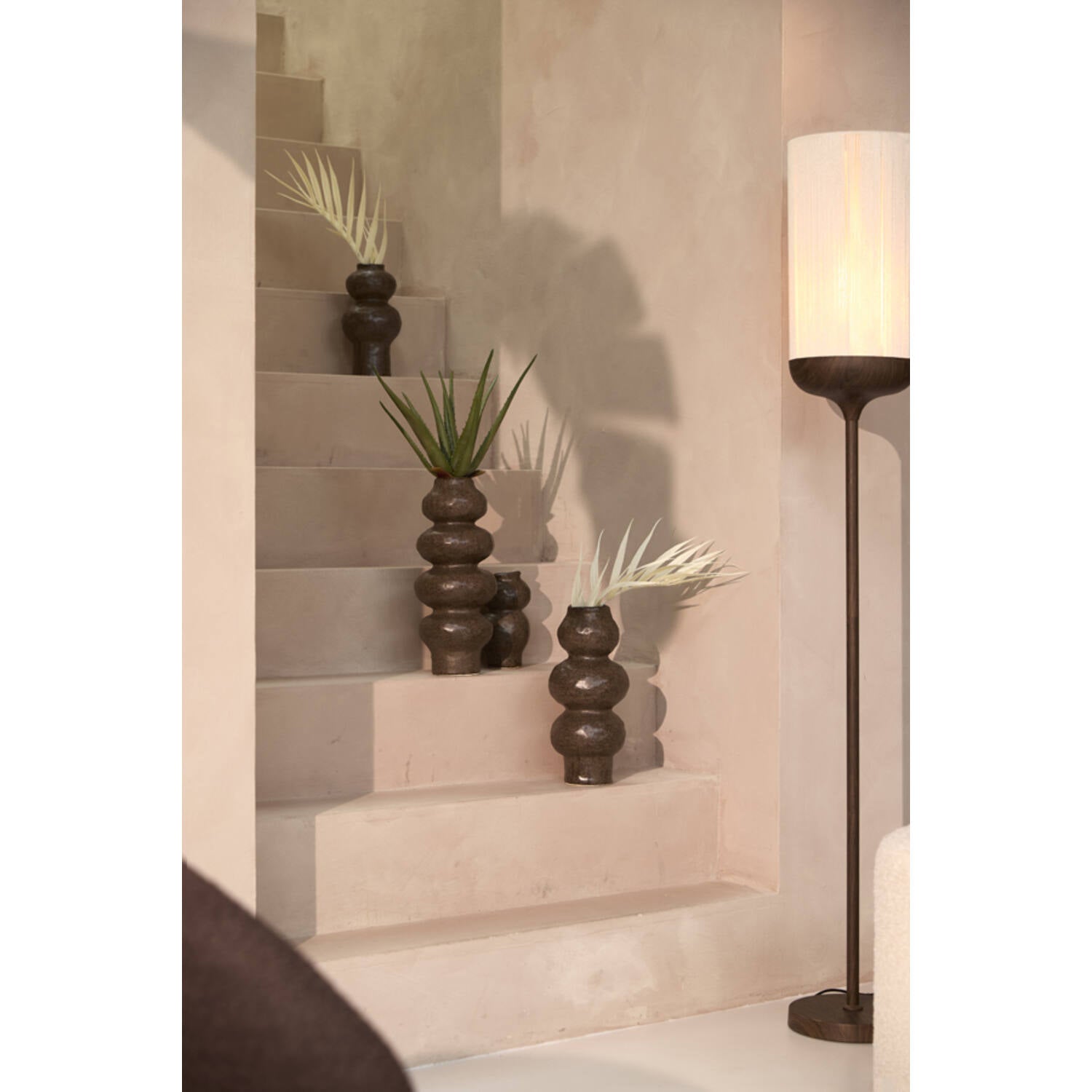 Vaas deco Ø15,5x37,5 cm ROGANO keramiek donker bruin