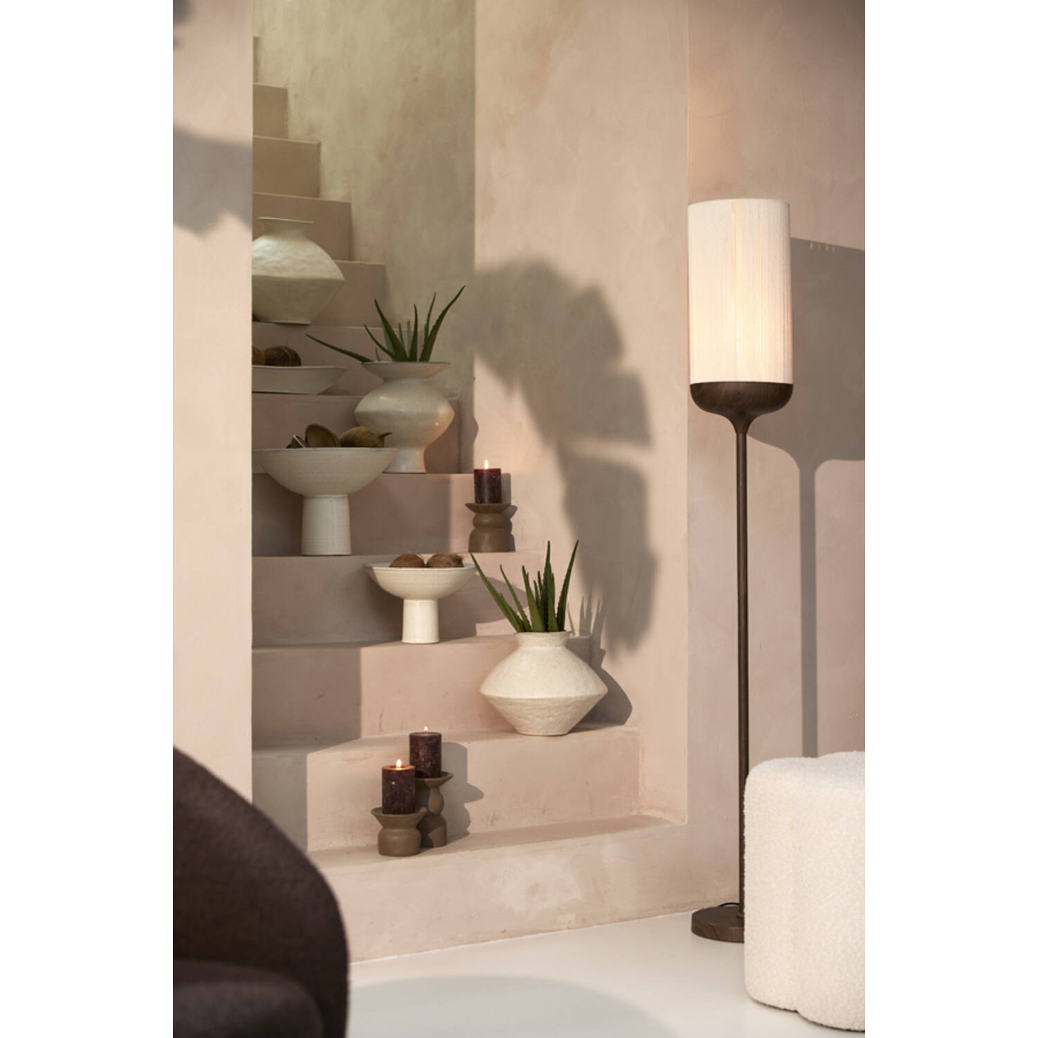 Vase deco BEATO 30x30x23 cm matt cream-sand