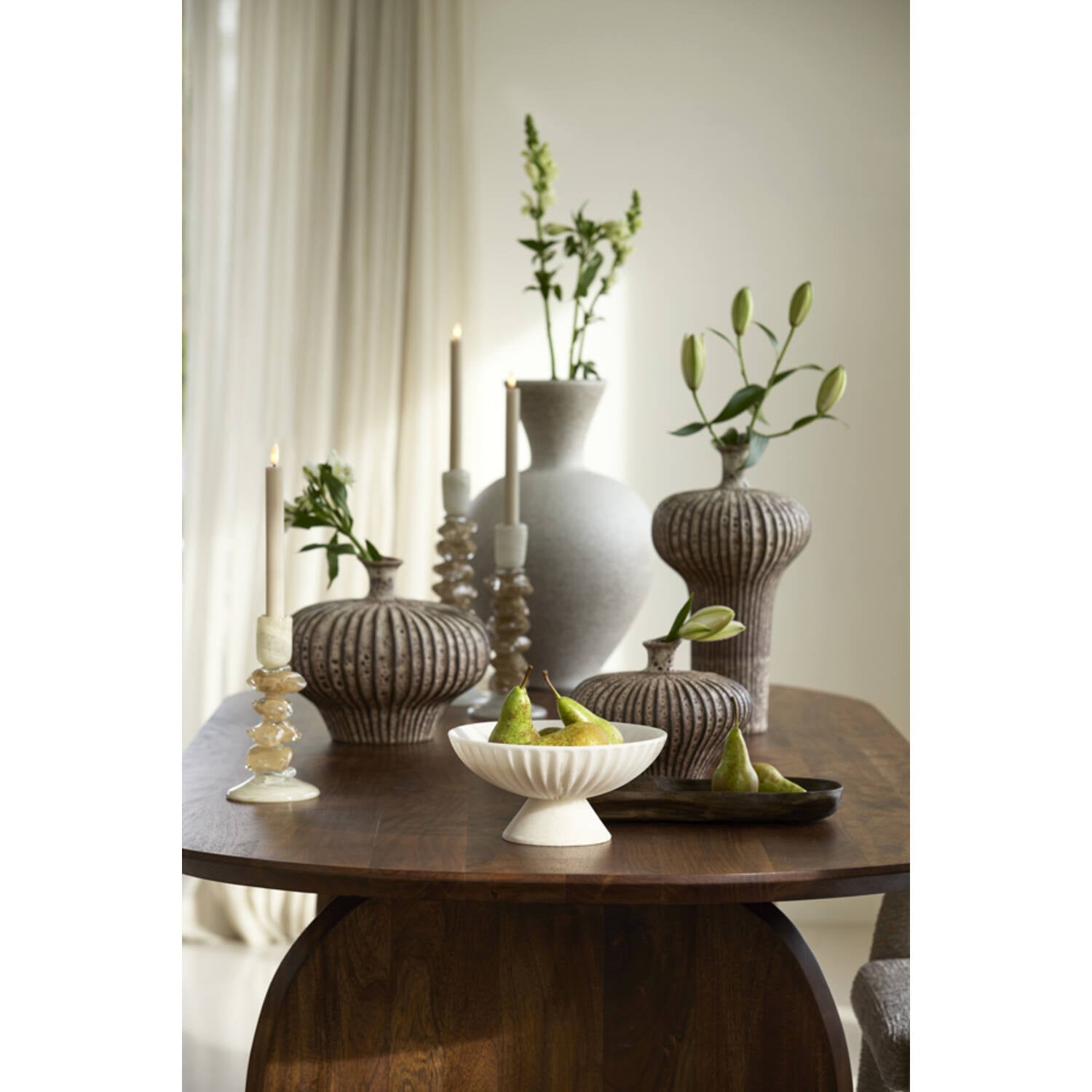 Vaas Nevano 23x22,5x18 cm donker bruin/creme