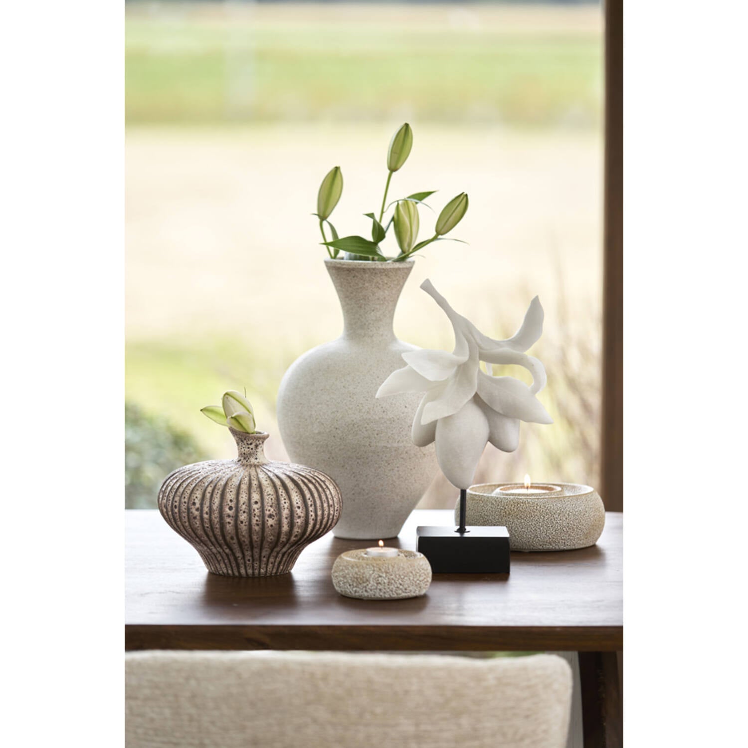 Vaas Nevano 31x29,5x25,5 cm donker bruin/creme