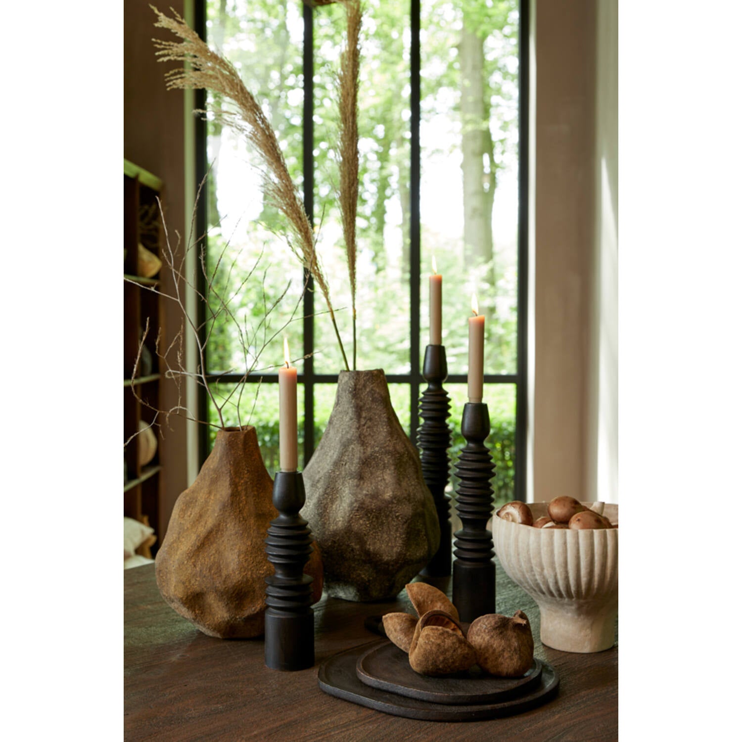 Kandelaar M AFIFE hout mat donker bruin