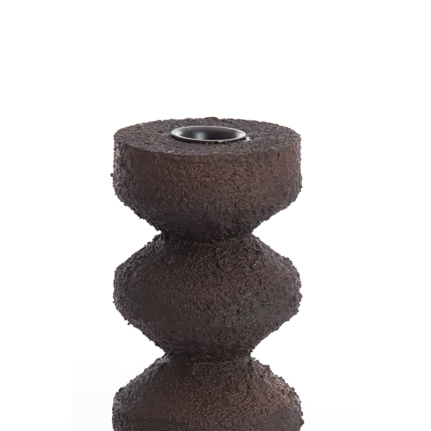 Candlestick Alvezo wood relief brown