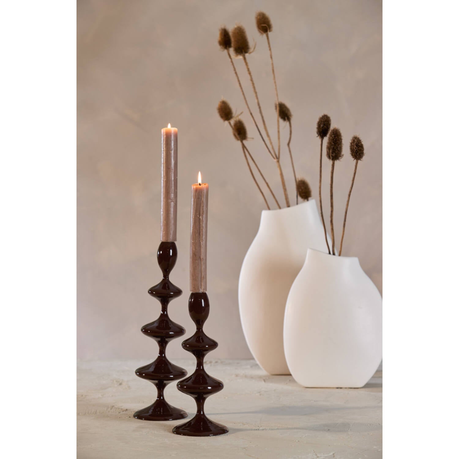 Kandelaar Vireen Ø10,5 x 34,5 cm donkerbruin