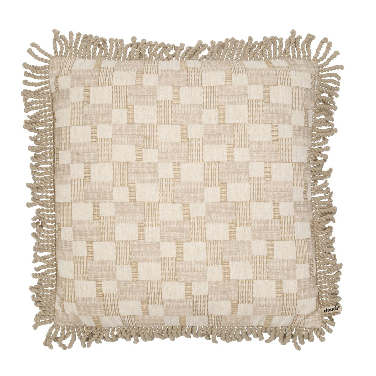 Kussen Marko Naturel + Bullion Fringe Linen 50 x 50 cm
