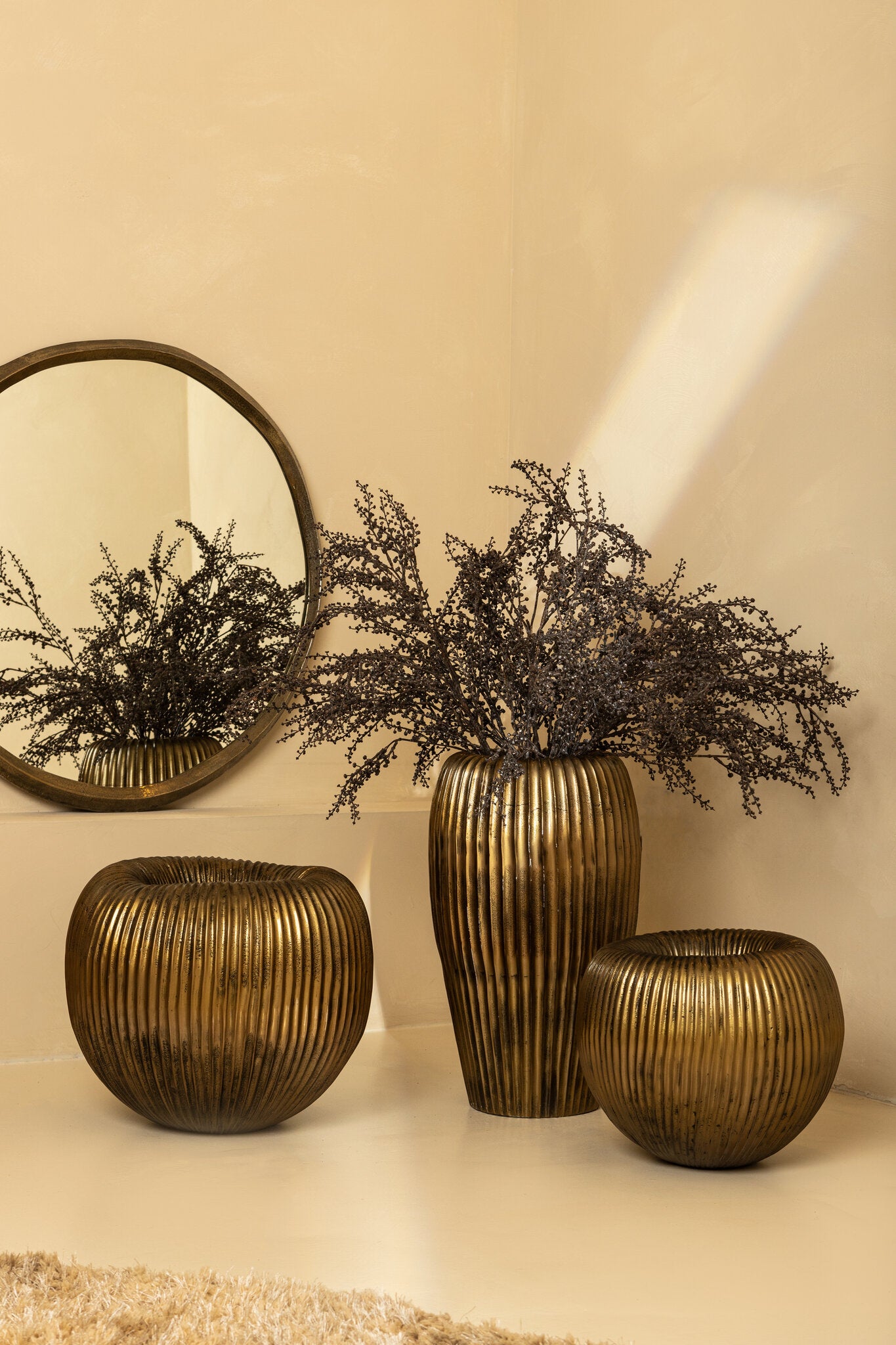 Spiegel Limera Brass Alu Round Irregular Border S
