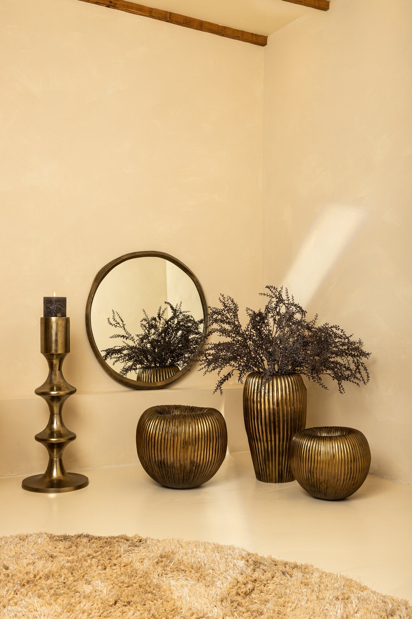 Spiegel Limera Brass Alu Round Irregular Border S