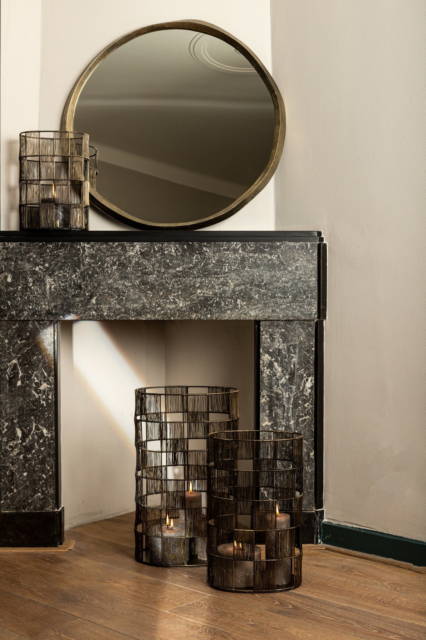 Spiegel Limera Brass Alu Round Irregular Border S