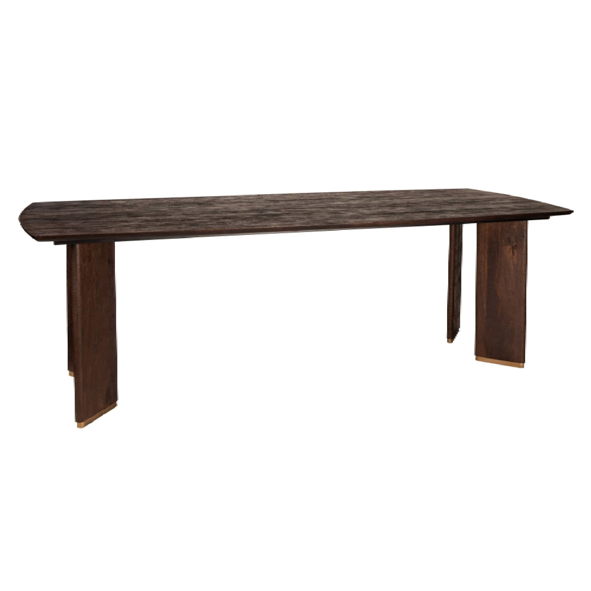 Eettafel Liber Brown Mango Wood 280cm Gold Leg