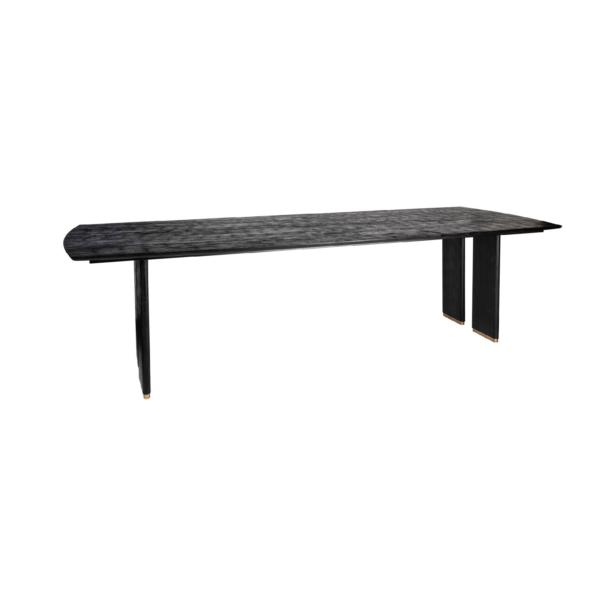 Eettafel Liber Black Mango Wood 200cm Gold Leg